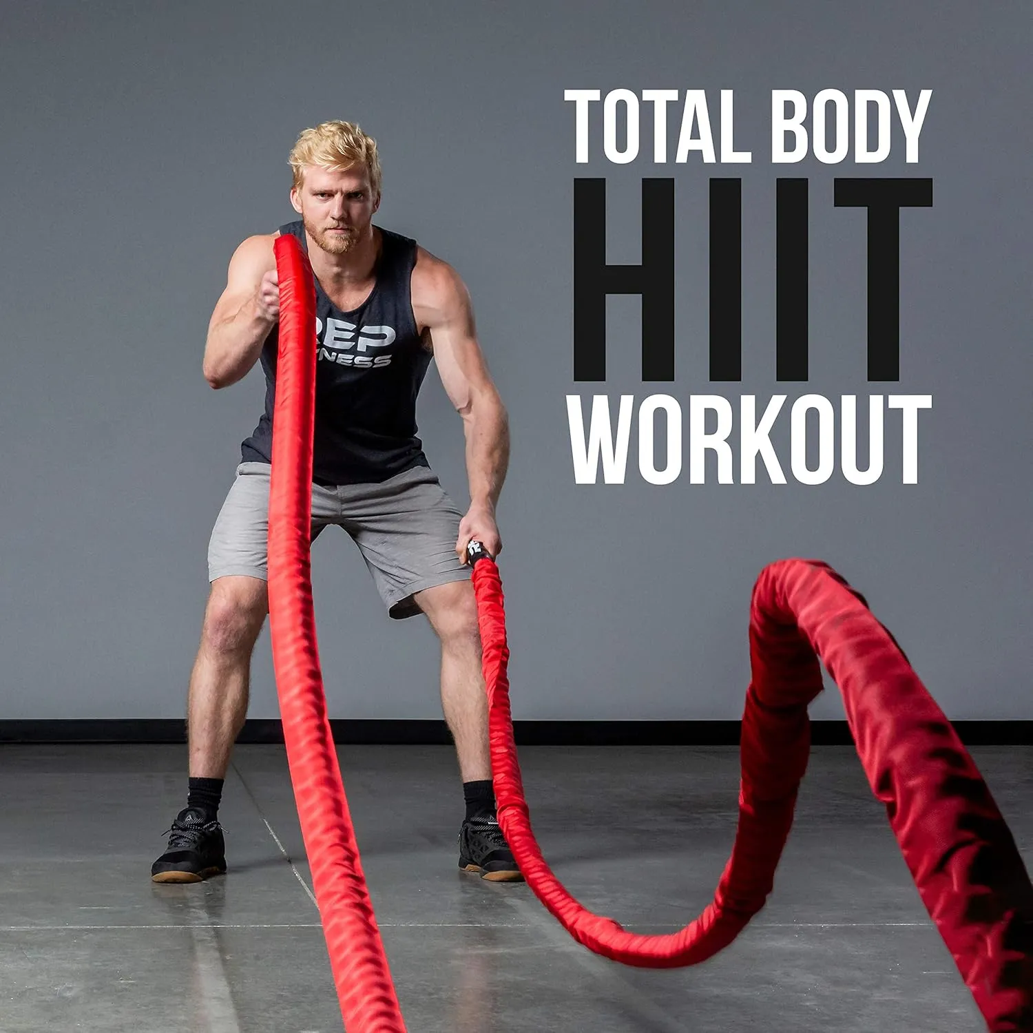 REP Battle Ropes - PolyDacron Battle Rope for Strength and Conditioning Workouts – 1.5" and 2" Diameter, 30ft, 40ft, 50ft Lengths with Optional Cover Sleeve