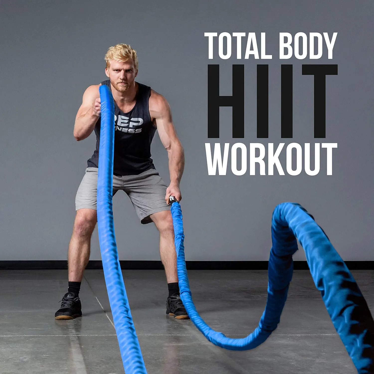 REP Battle Ropes - PolyDacron Battle Rope for Strength and Conditioning Workouts – 1.5" and 2" Diameter, 30ft, 40ft, 50ft Lengths with Optional Cover Sleeve