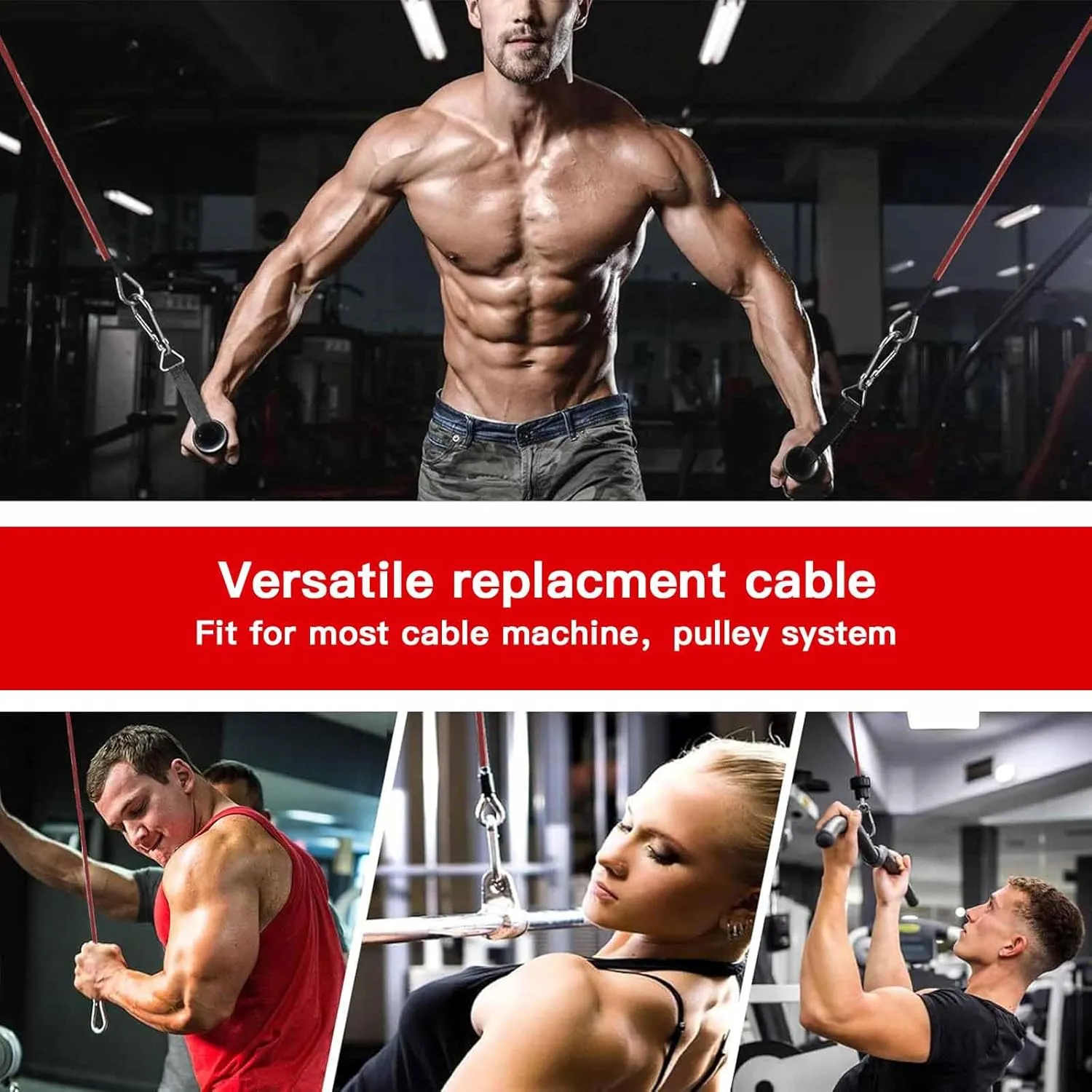 Replacement Cables for Home Gym, Fitness Pulley Cable, Weight Machine Replacement Cable -Thick 5mm(0.2inch) Heavy Duty Steel Wire Rope for Home Gym Cable