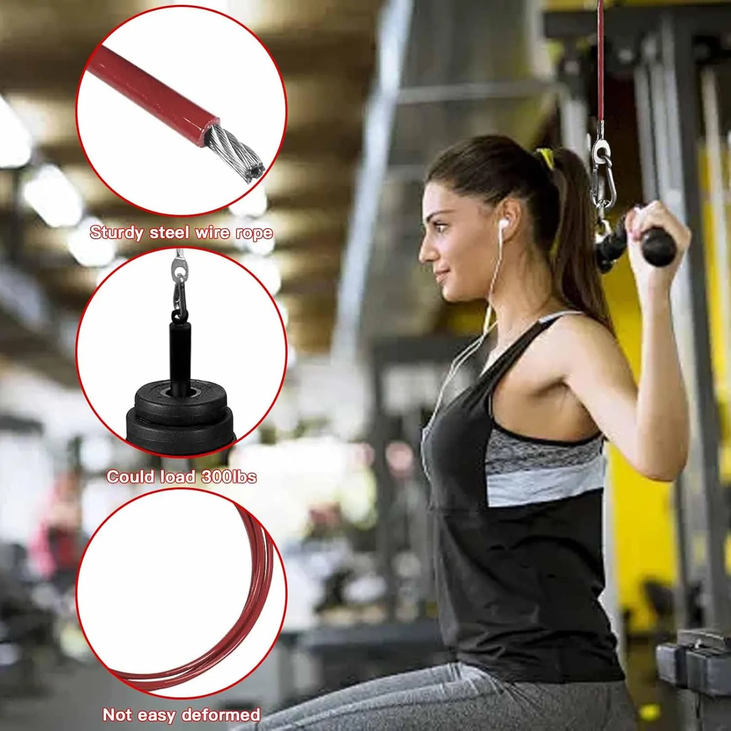 Replacement Cables for Home Gym, Fitness Pulley Cable, Weight Machine Replacement Cable -Thick 5mm(0.2inch) Heavy Duty Steel Wire Rope for Home Gym Cable