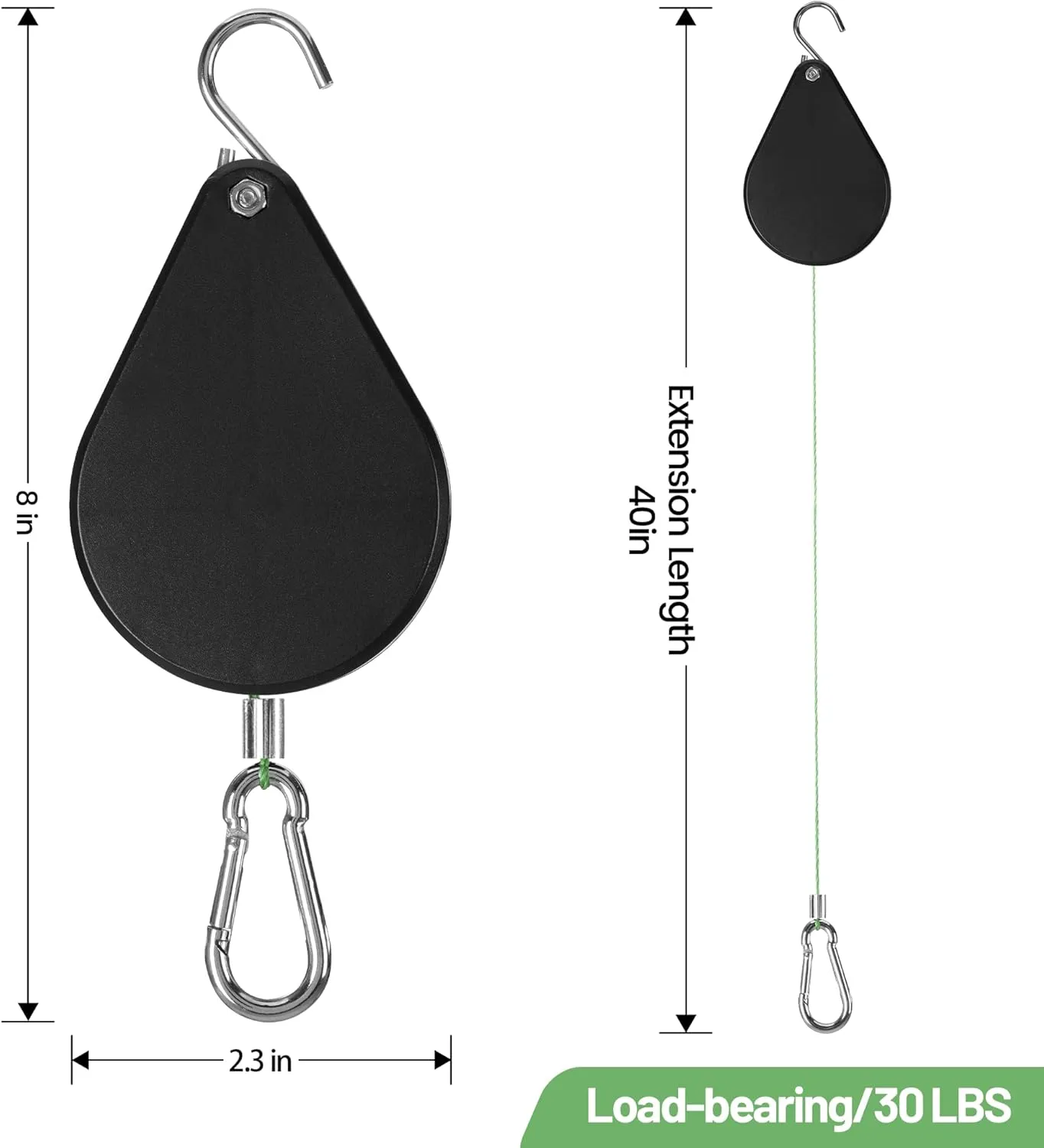 Retractable Plant Hanger - Upgrade Plant Pulleys for Hanging Plants, Easy to Raise and Lower, Suitable for Garden Flower Pots, Hanging Planter, Bird Feeder（Black, 4 PCS）