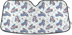 Roller Skate Shoes for 4th of July Front Windshield Sun Shade-Accordion Folding Auto Sunshade for Car Truck SUV Van Blocks UV Rays Sun Visor Protector-Keep Your Vehicle Cool- 55 x 27.6 Inch