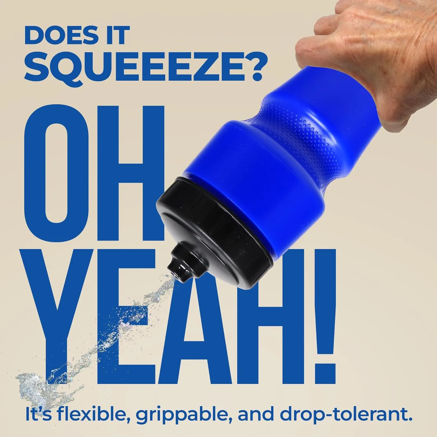 Rolling Sands USA Made 24 oz Sports Squeeze Water Bottles, 3 Pack, BPA-Free, Easy Drink One Way Flow Valve, Fits Most Bike Cages, Dishwasher Safe, Durable, Reusable and Lightweight, Blue