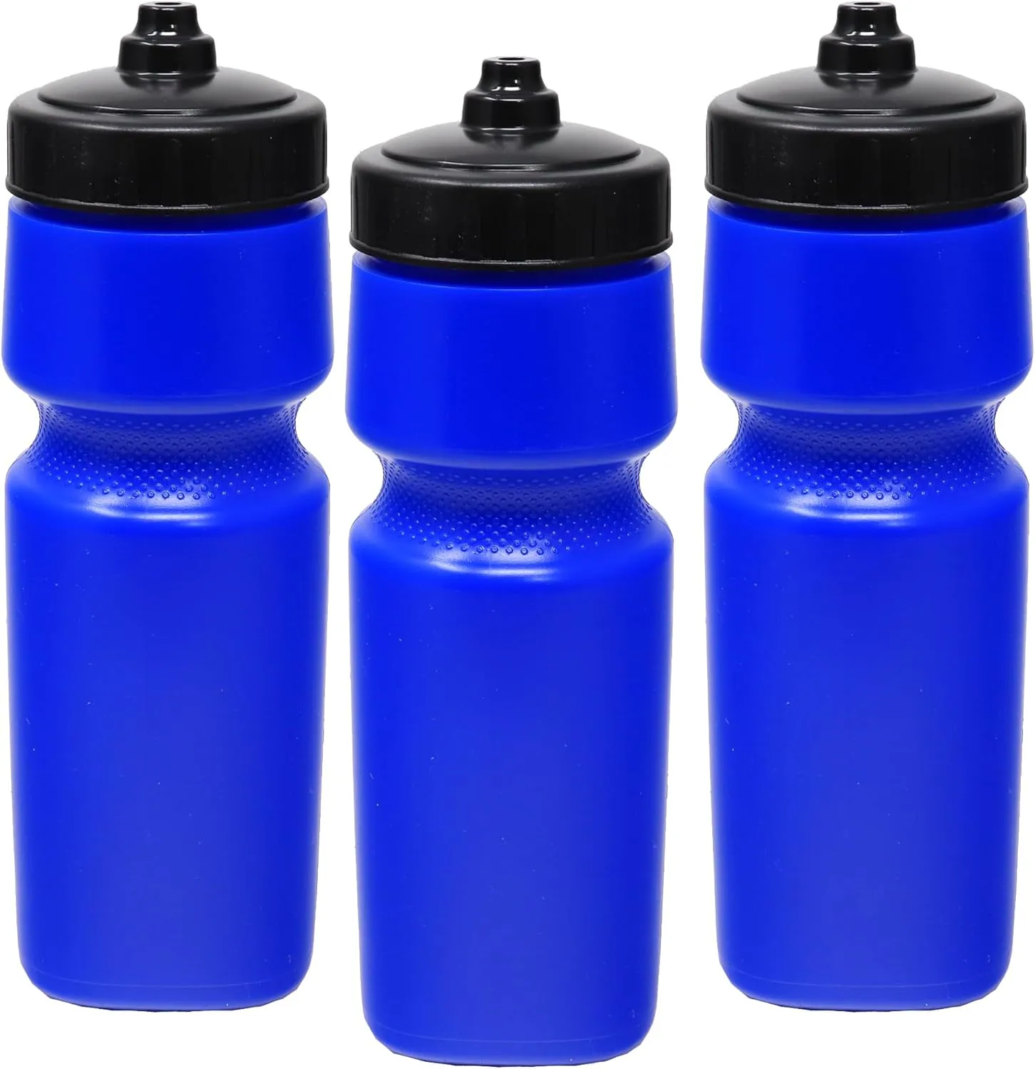 Rolling Sands USA Made 24 oz Sports Squeeze Water Bottles, 3 Pack, BPA-Free, Easy Drink One Way Flow Valve, Fits Most Bike Cages, Dishwasher Safe, Durable, Reusable and Lightweight, Blue