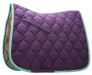 Roma Ecole Double Diamond Quilt Dressage Saddle Pad, Purple/Silver/Mint, Full