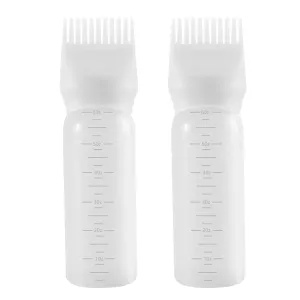 Root Comb Applicator Bottle 6 Ounce, 2 Pack Hair Oil Applicator, Applicator Bottle for Hair Dye Applicator Bottle with Graduated Scale, White