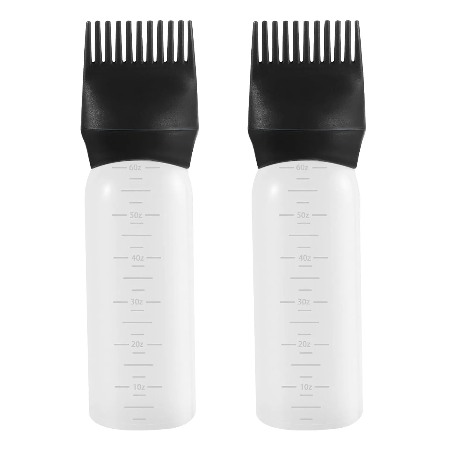 Root Comb Applicator Bottle 6 Ounce, 2 Pack Hair Oil Applicator, Applicator Bottle for Hair Dye Applicator Bottle with Graduated Scale, White