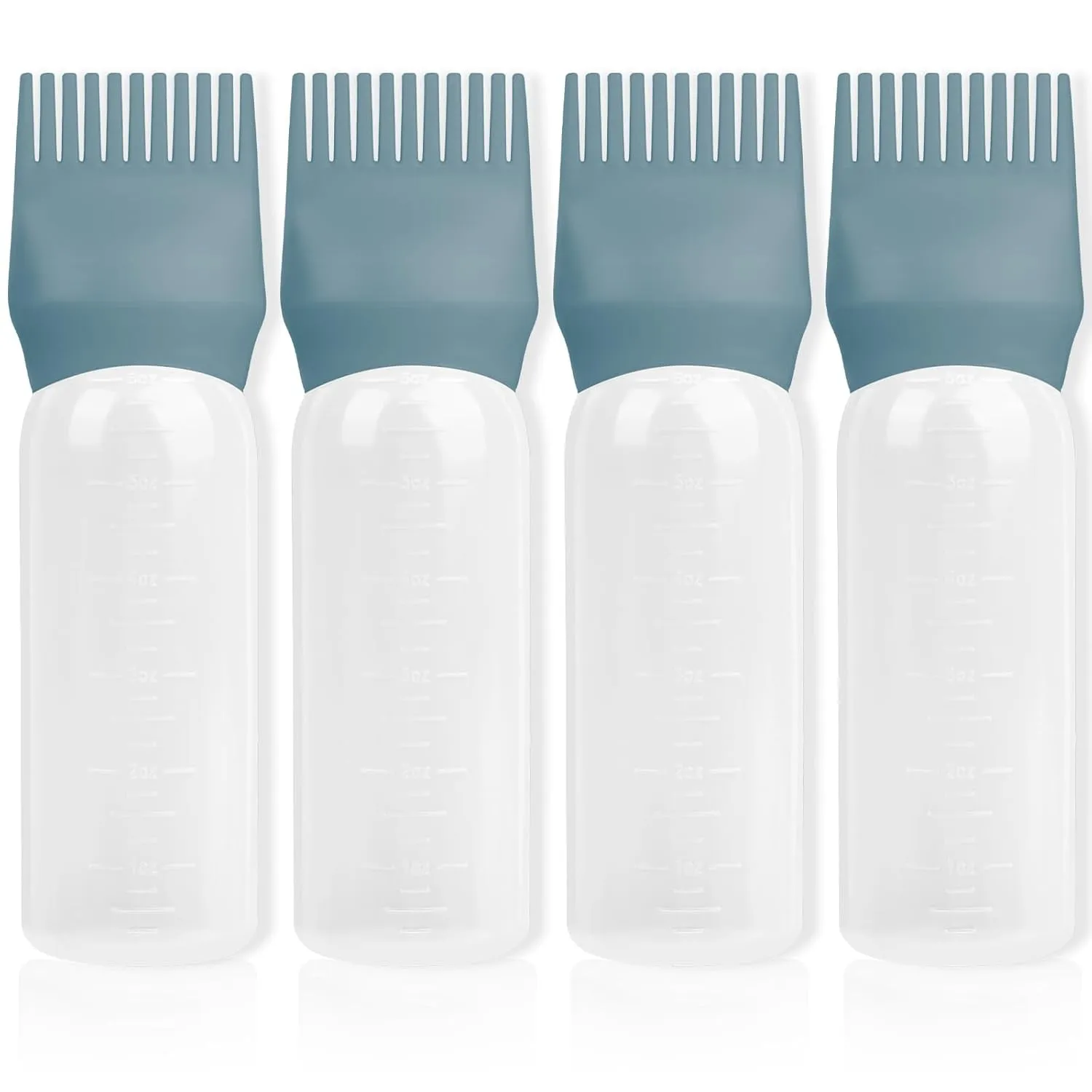 Root Comb Applicator Bottle 6 Ounce, 2 Pack Hair Oil Applicator Bottle, Hair Dye Bottle Applicator Tools with Hair Oil Dispenser Root Comb Brush for Hair Oiling Applicator - Pink