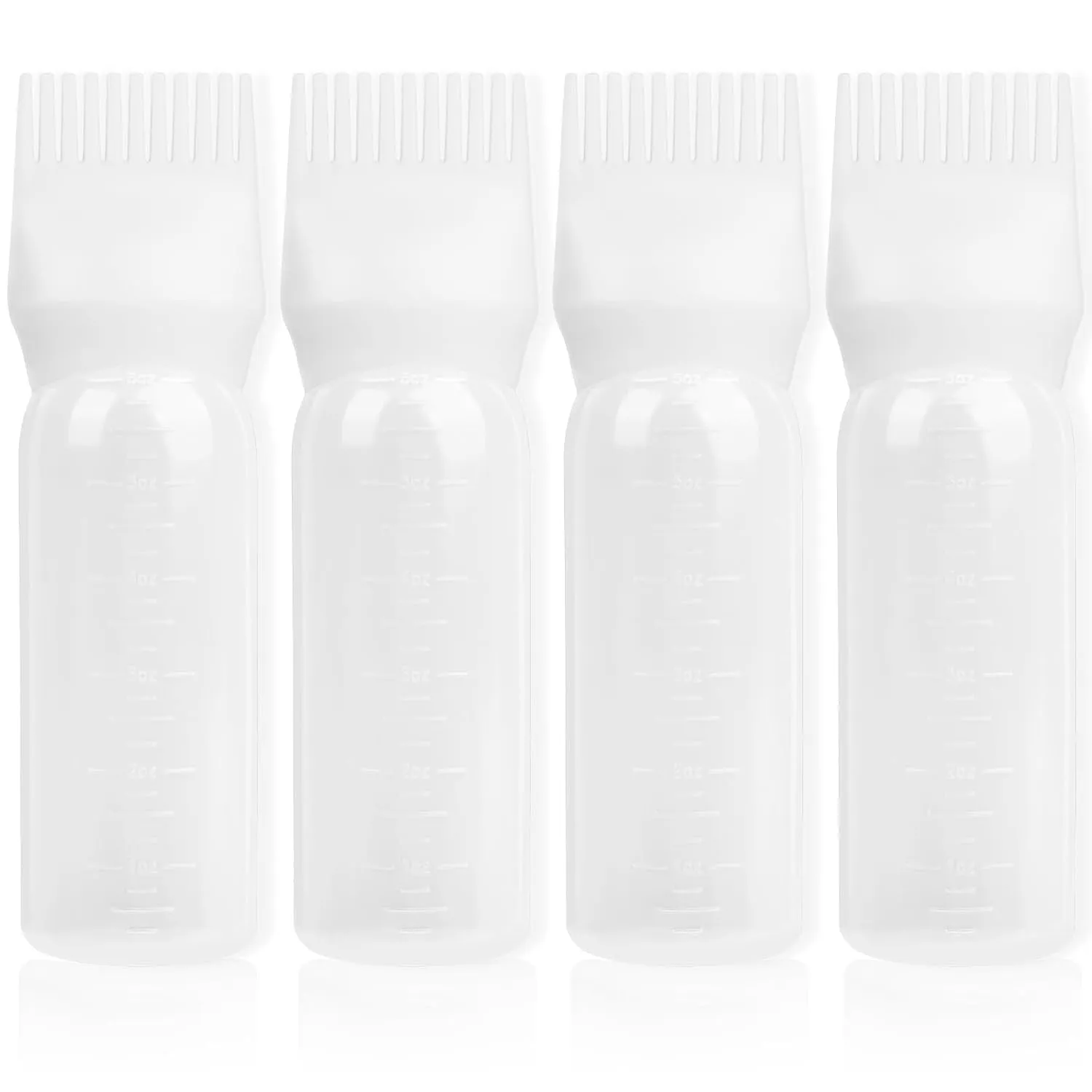 Root Comb Applicator Bottle 6 Ounce, 2 Pack Hair Oil Applicator Bottle, Hair Dye Bottle Applicator Tools with Hair Oil Dispenser Root Comb Brush for Hair Oiling Applicator - Pink