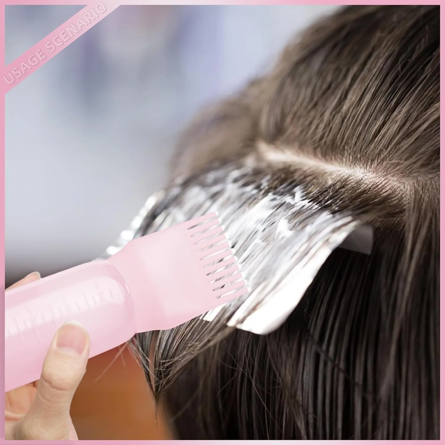 Root Comb Applicator Bottle 6 Ounce, 2 Pack Hair Oil Applicator Bottle, Hair Dye Bottle Applicator Tools with Hair Oil Dispenser Root Comb Brush for Hair Oiling Applicator - Pink