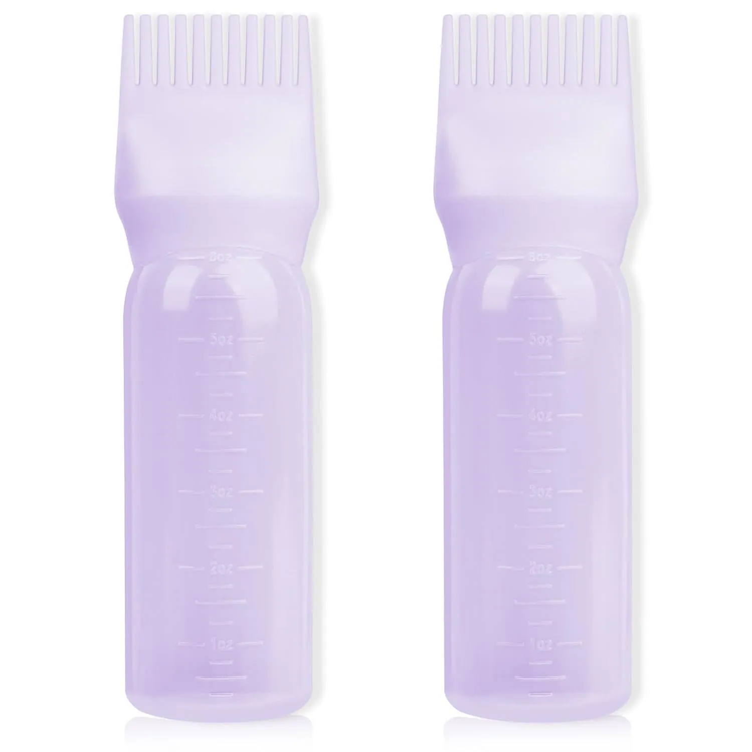 Root Comb Applicator Bottle 6 Ounce, 2 Pack Hair Oil Applicator Bottle, Hair Dye Bottle Applicator Tools with Hair Oil Dispenser Root Comb Brush for Hair Oiling Applicator - Pink