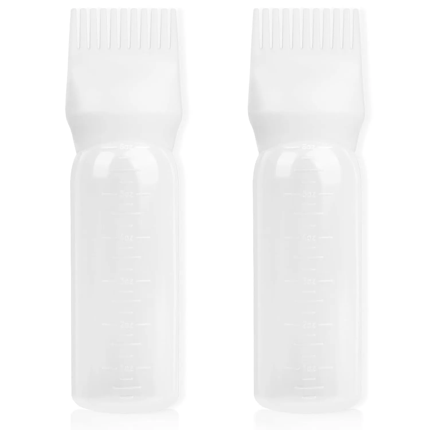 Root Comb Applicator Bottle 6 Ounce, 2 Pack Hair Oil Applicator Bottle, Hair Dye Bottle Applicator Tools with Hair Oil Dispenser Root Comb Brush for Hair Oiling Applicator - Pink