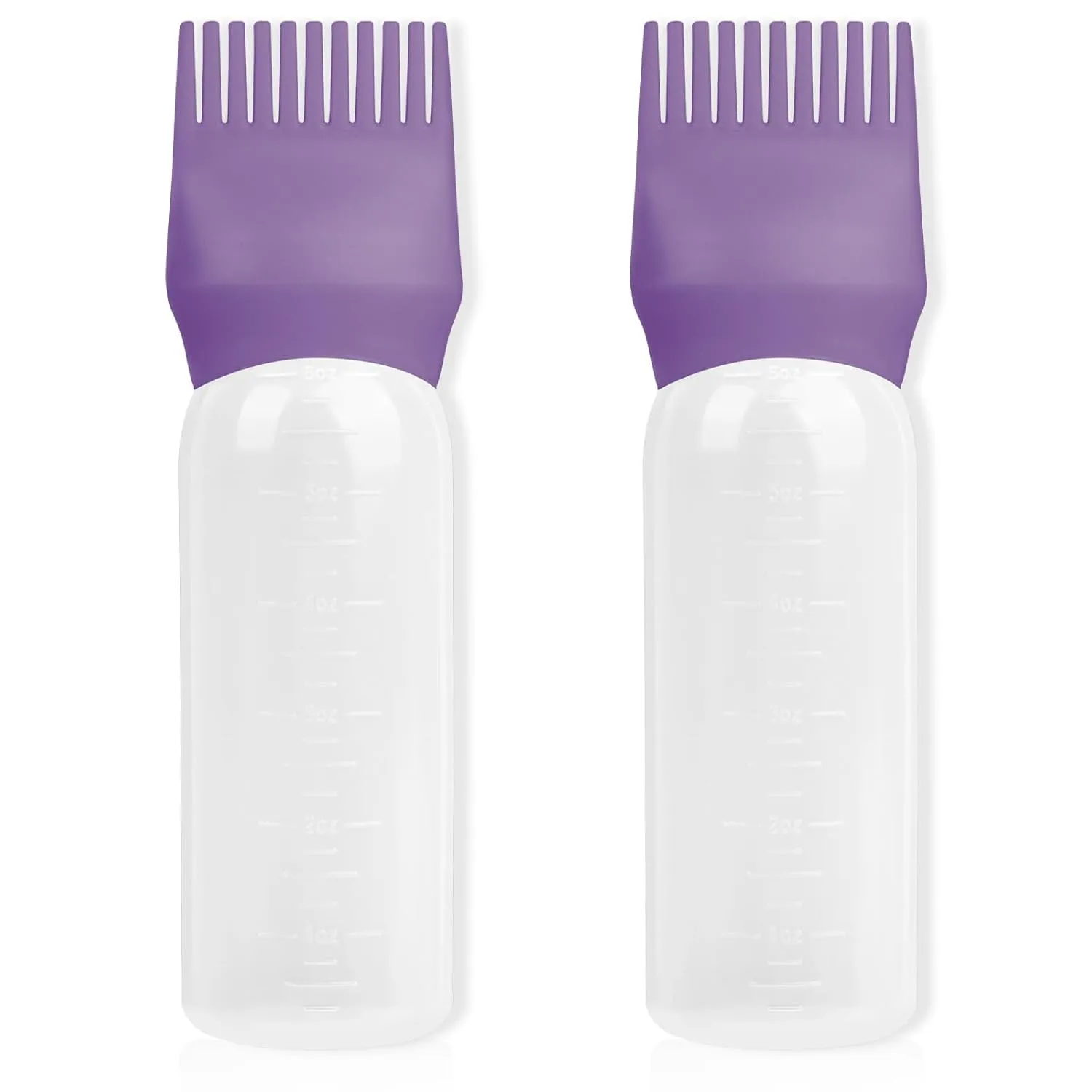 Root Comb Applicator Bottle 6 Ounce, 2 Pack Hair Oil Applicator Bottle, Hair Dye Bottle Applicator Tools with Hair Oil Dispenser Root Comb Brush for Hair Oiling Applicator - Pink