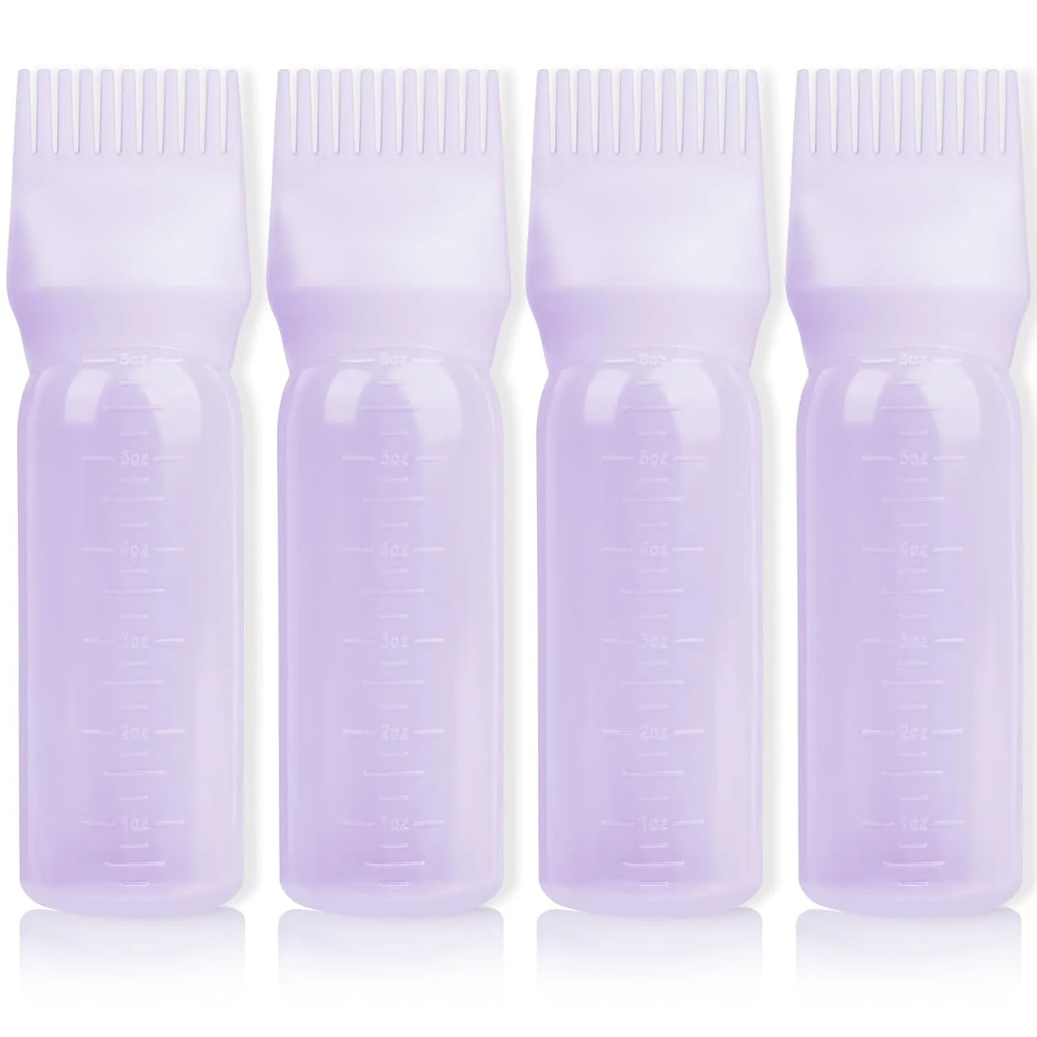 Root Comb Applicator Bottle 6 Ounce, 2 Pack Hair Oil Applicator Bottle, Hair Dye Bottle Applicator Tools with Hair Oil Dispenser Root Comb Brush for Hair Oiling Applicator - Pink