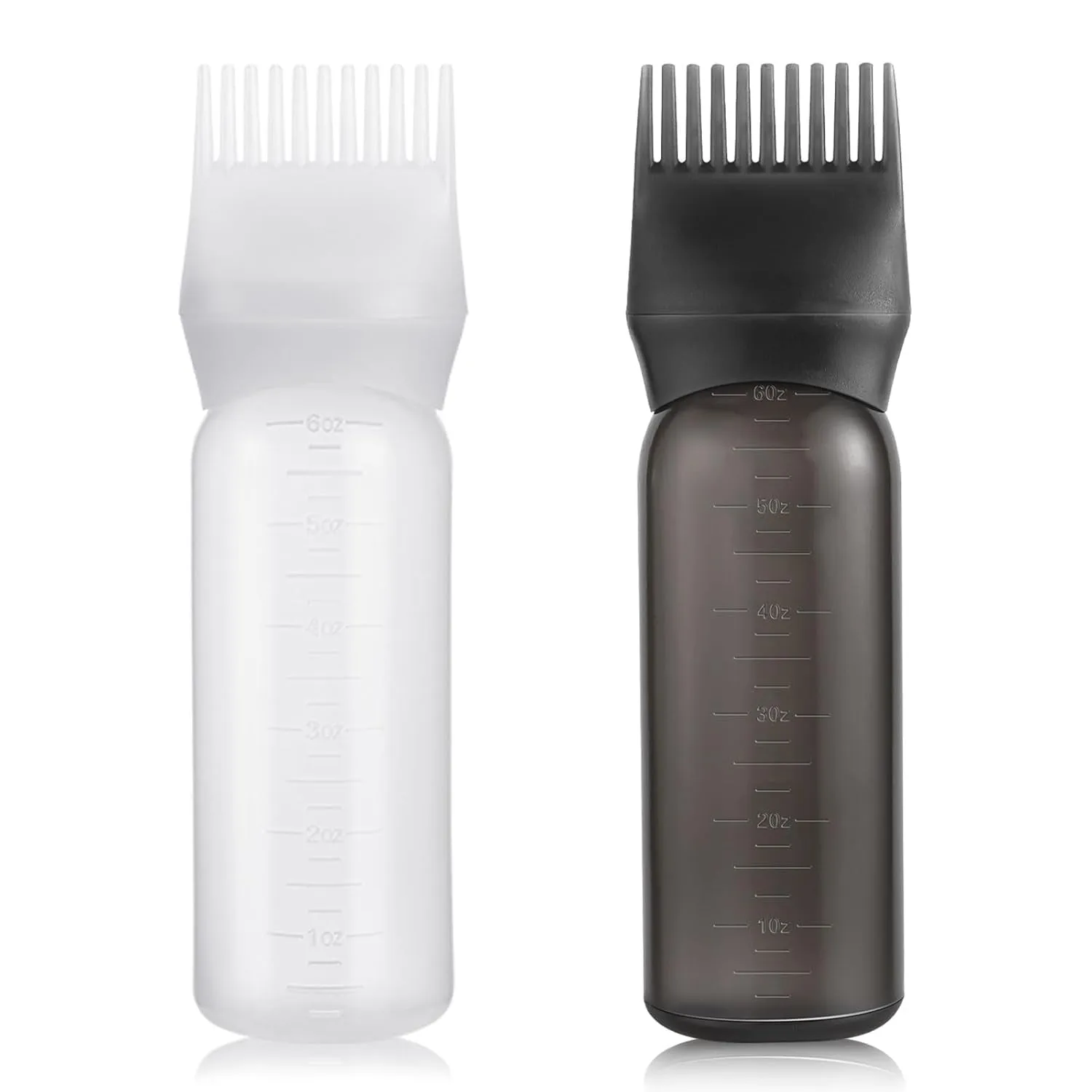 Root Comb Applicator Bottle 6 Ounce, 2 Pack Oil Applicator for Hair Dye, Bottle Applicator Brush with Graduated Scale, Purple