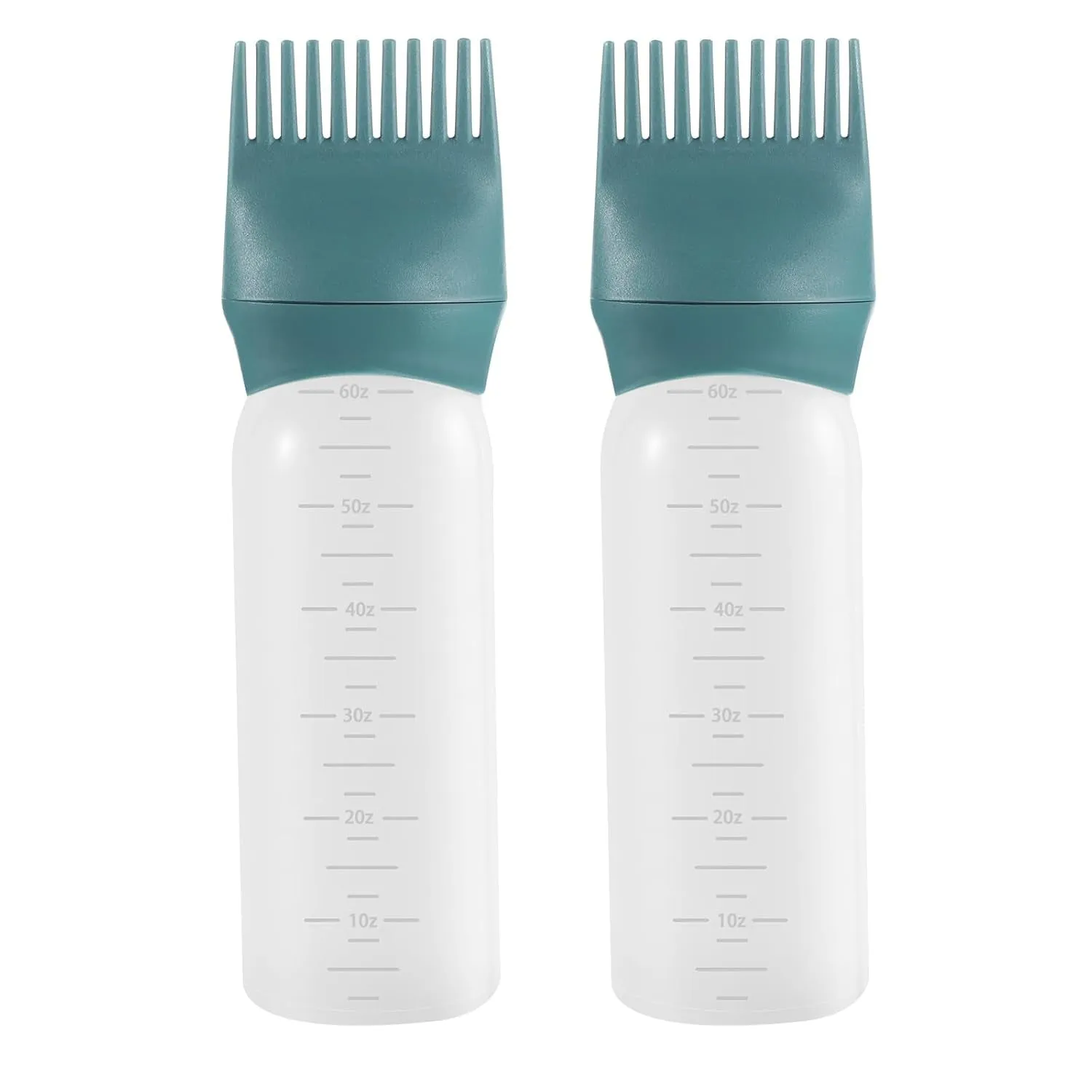 Root Comb Applicator Bottle 6 Ounce, 2 Pack Oil Applicator for Hair Dye, Bottle Applicator Brush with Graduated Scale, Purple