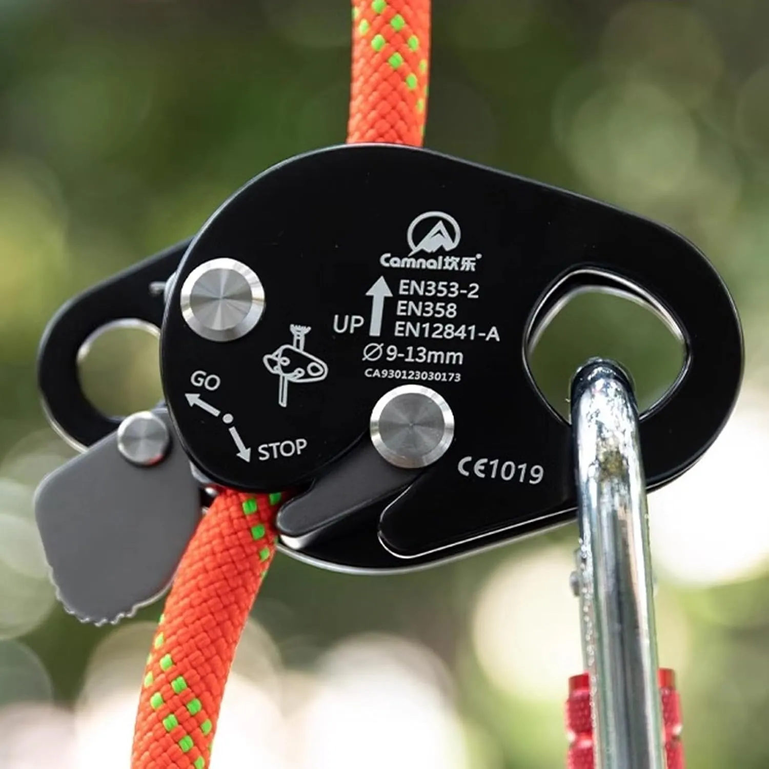 Rope Grab, 5 kN Climbing Rope Grab Self-Locking Fall Protection Belay Device for Rock Climbing, Mountaineering, Tree Arborist, Rescue, Aerial Work, Fit for 9~13 MM Rope
