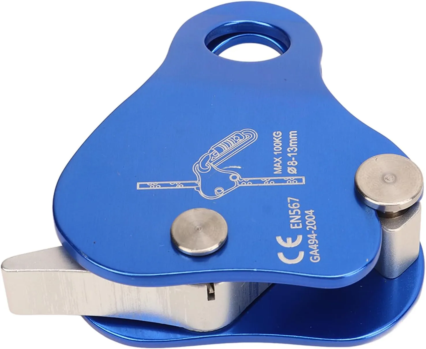 Rope Grab Ascender, 100KG Maximum Load Aluminum Alloy Climbing Ascender Fall Protection Belay Device for 8 to 13mm Rope, Mountaineering