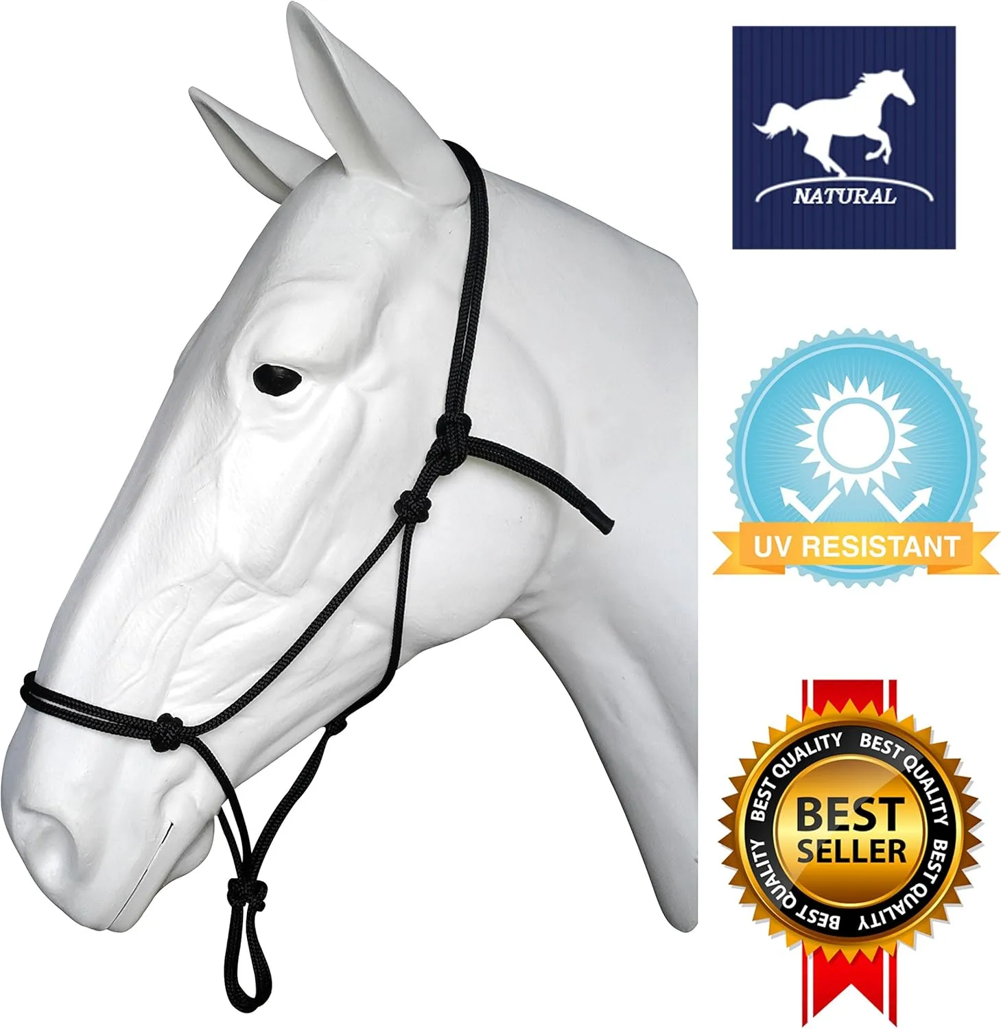 Rope Halters for Horses Training Soft - 11 Sizes - Miniature, Foal, Weanling, Small Pony, Cob/Arab, Horse, Warmblood, Draft