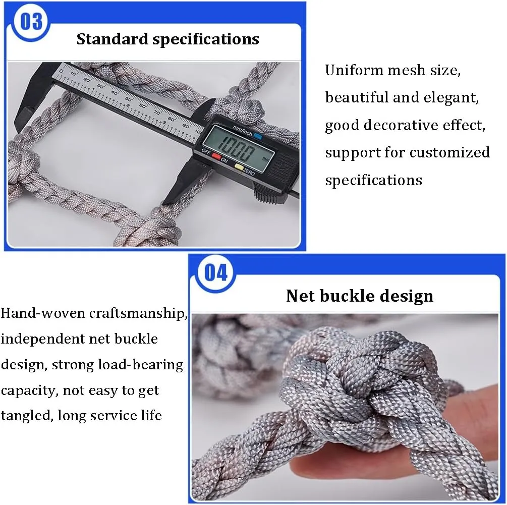 Rope Netting Climbing Anti-Wear Nylon Climbing Kids Adults Climb Net For Kids Adult Rock Playground Tree Net Outdoor Nets For Mesh Indoor Woven Rope Outdoor Net Decking Rope Net(10mm-10cm,2X3m/6.6X9.8