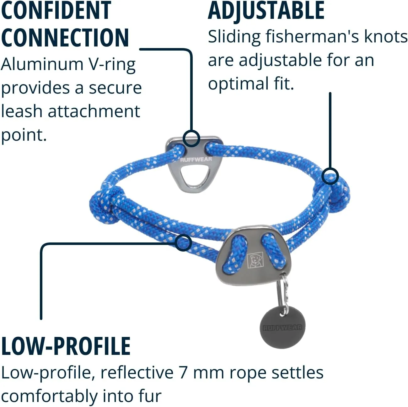 Ruffwear, Knot-a-Collar, Climbing Rope Dog Collar for Everyday Use, Blue Pool, 14"-20"