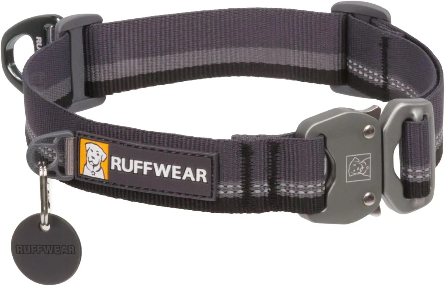 Ruffwear, Top Rope Dog Collar, Reflective Metal Buckle Dog Collar for Everyday Use, Basalt Gray, 14"-20"