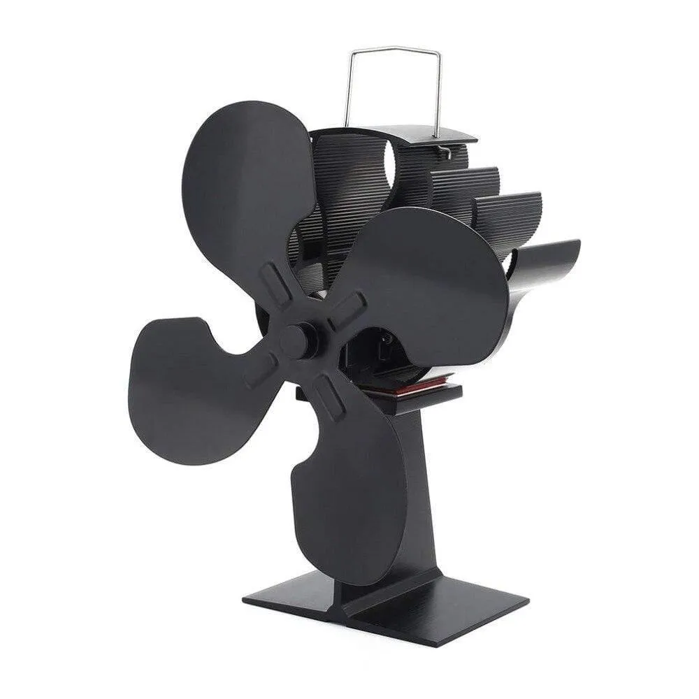 Rynx | 4 Blade Heat Powered Fireplace Fan Wood Stove Ecofan Quiet Black Home Fireplace Fan Efficient Heat Distribution