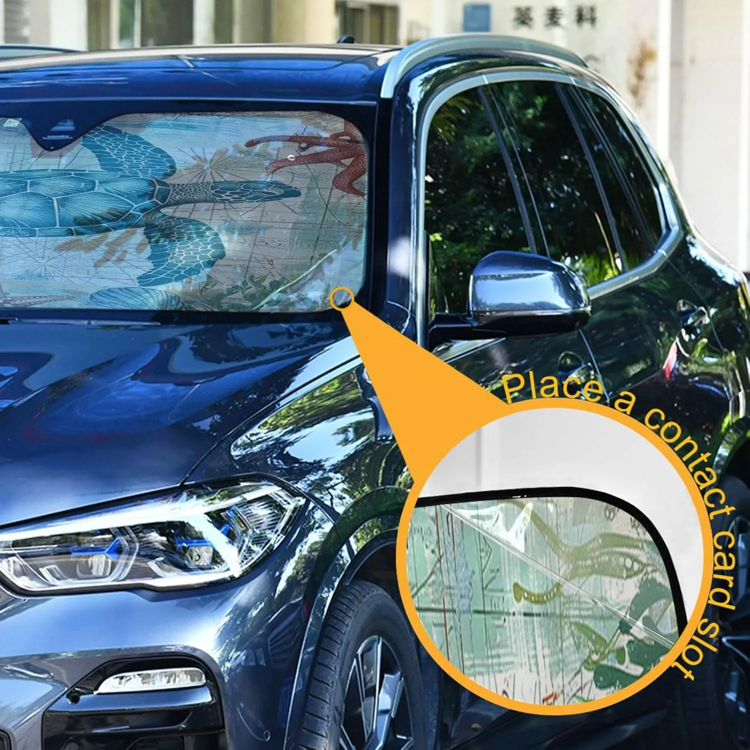 Sea Turtle Starfish Car Windshield Sun Shade Ocean Tortoise Sunshade Car Shield Shade Visor Cover Reflective Block UV Rays Protector Keep Your Vehicle Cool Foldable for Car Truck SUV L