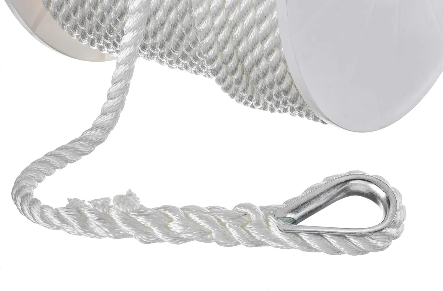 Seachoice Anchor Line Rope, 3-Strand Twisted, White, Nylon