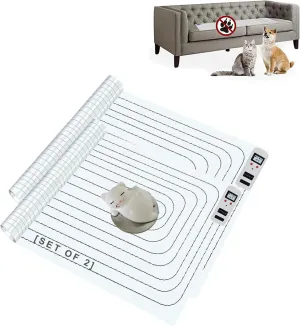 SEERWAY Scat Pet Shock Mat 2 Pieces, Shock Pads for Dogs and Cats Training Indoor, Electric Repellent Mat Keeps Pets Off Couch, Sofa, Countertop, 3 Modes, 2 Pieces Same Size (30"x16" with Tester)