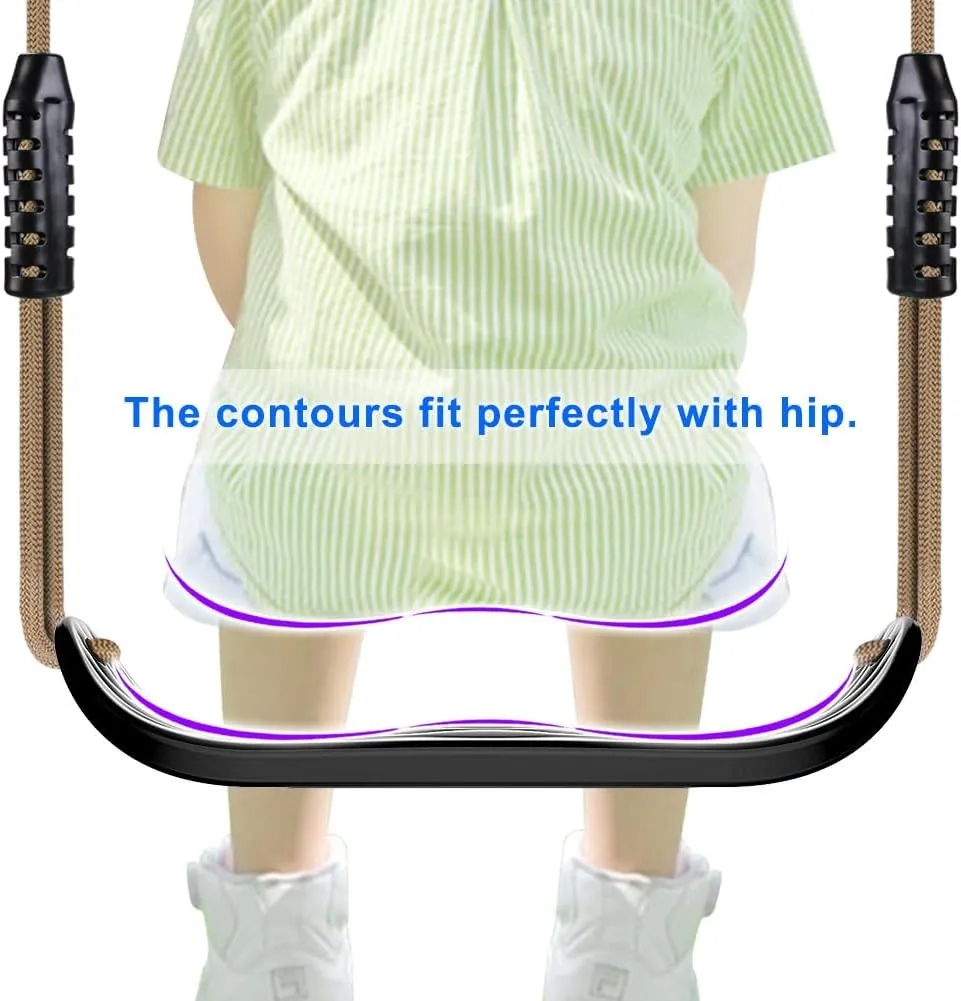 SELEWARE Plastic Swing Seat, Non Slip Tree Swing Set with Adjustable Rope and 4 Carabiners, Heavy Duty Playground Swing Set Accessories for Kid Indoor Outdoor Backyard, Black, 2 Pack