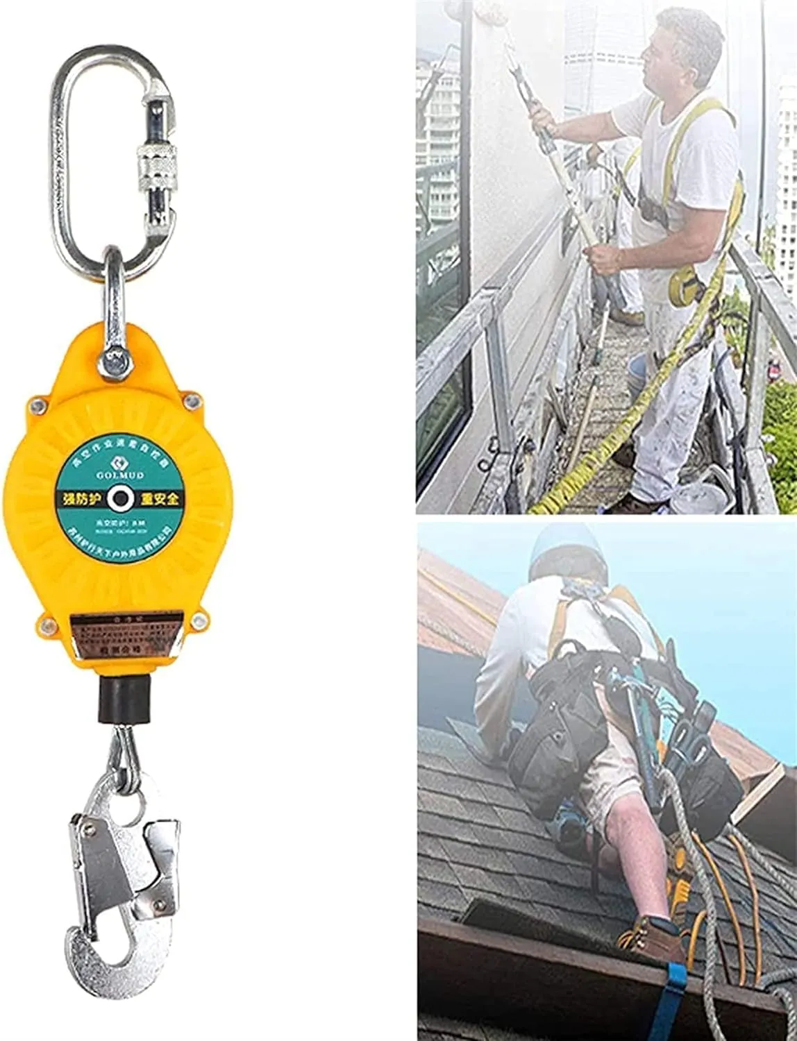 Self Retracting Lifeline Retractable Lanyard Fall Protection Auto Belay Device for Roof Construction and Tree House Construction (Size : 40m)