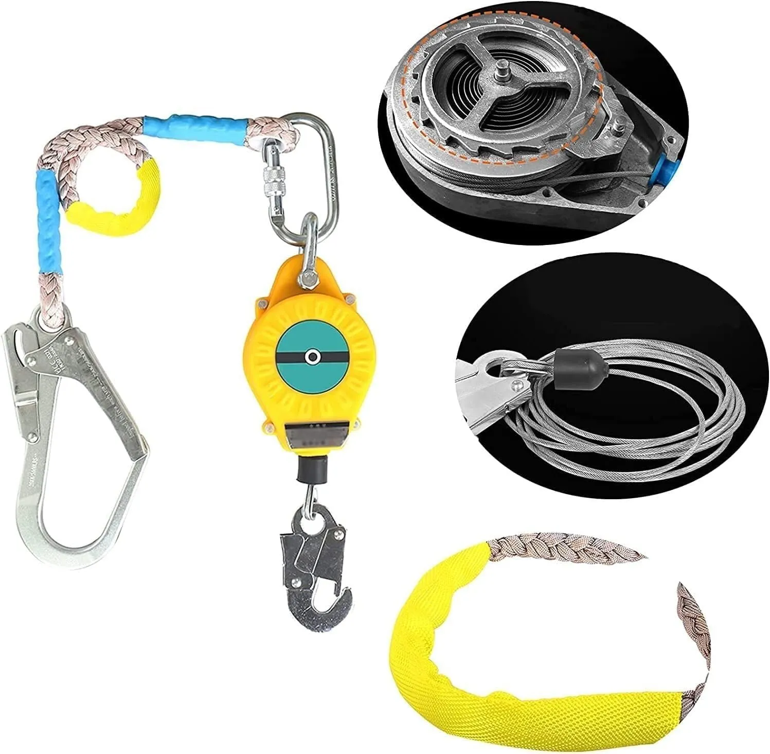 Self Retracting Lifeline Safety Rope with Quick-Action Braking, Fall Protection Cable Lanyard for Roofing & Construction (15m)