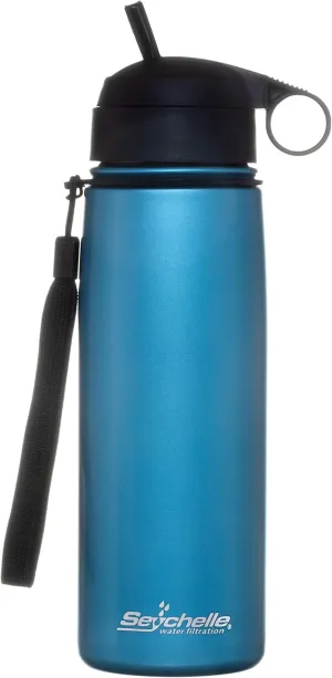 Seychelle Stainless Steel Water Filter Bottle - Alkaline Water Filter - Insulated Double Walled Water Bottle - Vacuum Sealed - 26oz (Metallic Blue)