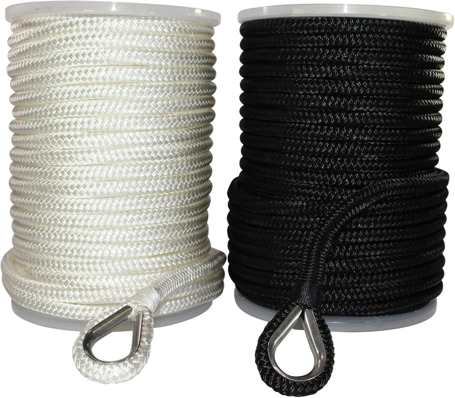 SGT KNOTS Heavy Duty Braided Nylon Cord Rope - Weatherproof Nylon Rope, Multipurpose Utility Cord Line for Outdoor Use, Camping, and Anchoring (3/8" x 100ft, White)