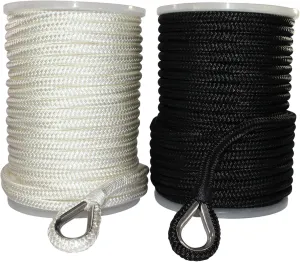 SGT KNOTS Heavy Duty Braided Nylon Cord Rope - Weatherproof Nylon Rope, Multipurpose Utility Cord Line for Outdoor Use, Camping, and Anchoring (3/8" x 100ft, White)
