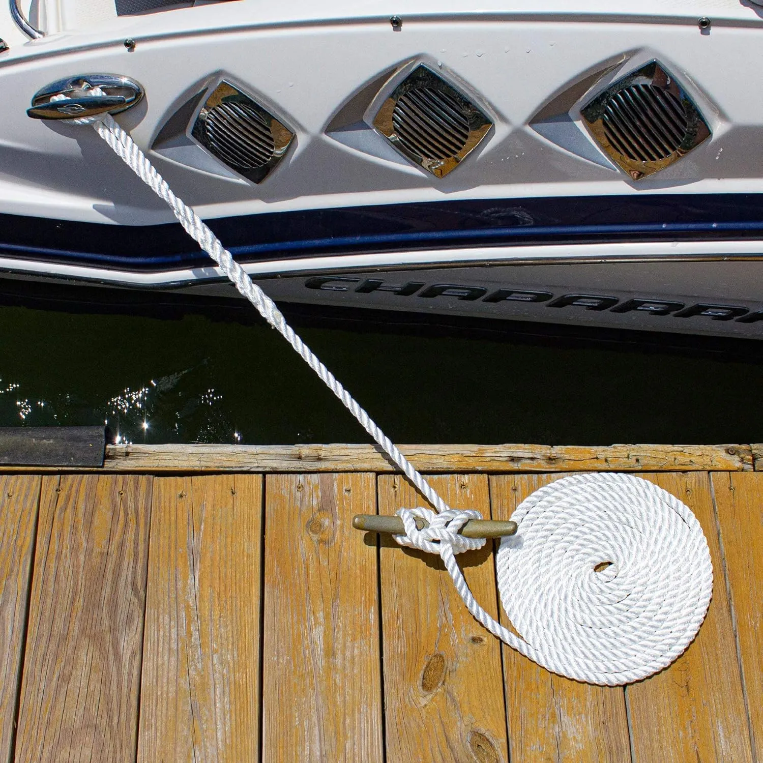 SGT KNOTS Twisted Nylon Dockline (2-Pack, White) - 3-Strand Twist Nylon Rope Docklines - Marine Ropes for Boat/Boats - Dock Lines