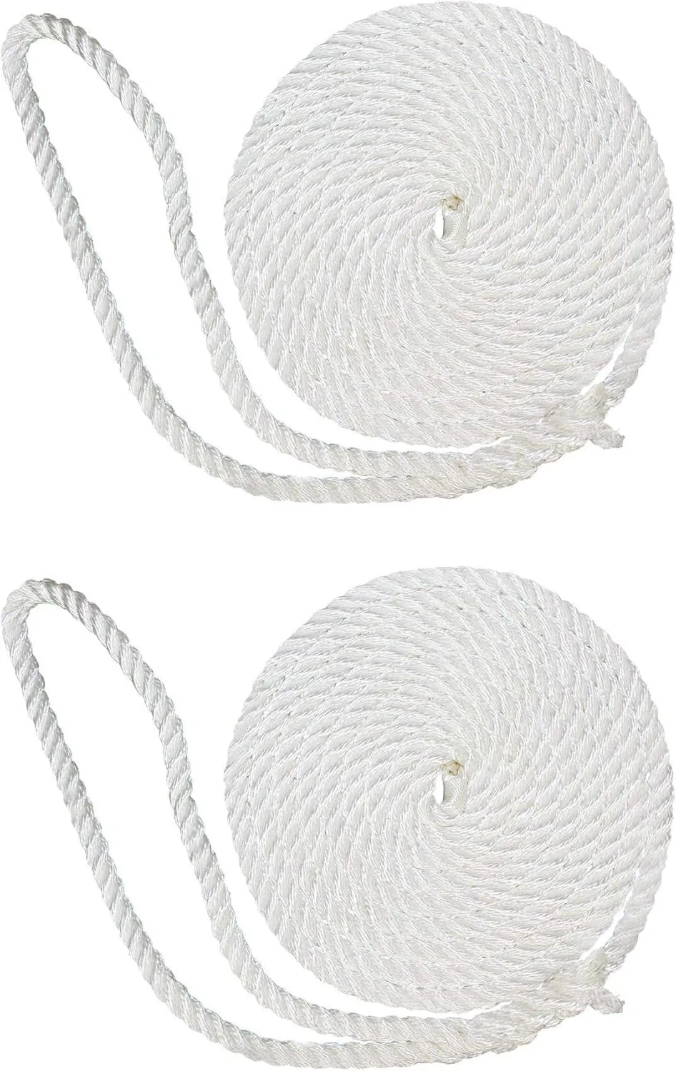 SGT KNOTS Twisted Nylon Dockline (2-Pack, White) - 3-Strand Twist Nylon Rope Docklines - Marine Ropes for Boat/Boats - Dock Lines