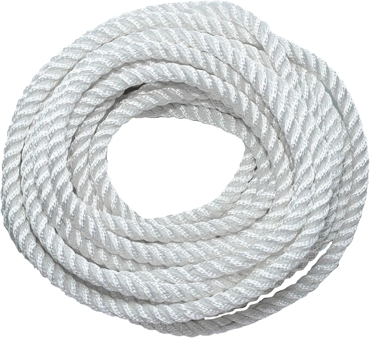 SGT KNOTS Twisted Polyester Rope (3/4 inch) White - Low Stretch, High Strength - Rigging, Winch, String Line, Pull & Truck Rope, Crafts (50 feet)