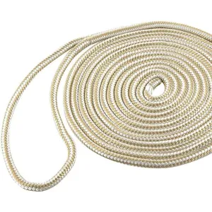 Shoreline Marine Double Braided Nylon Dock Line - 3/8 in x 15 ft - Gold/White
