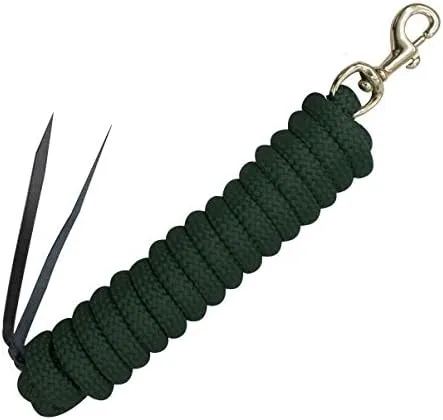 Showman Hunter Green Nylon Training Lead Rope Leather Ends 14' w/Brass Snap
