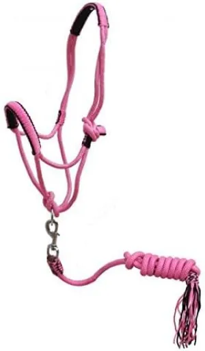 Showman Pony Braided Nylon Cowboy Knot Rope Halter w/Lead