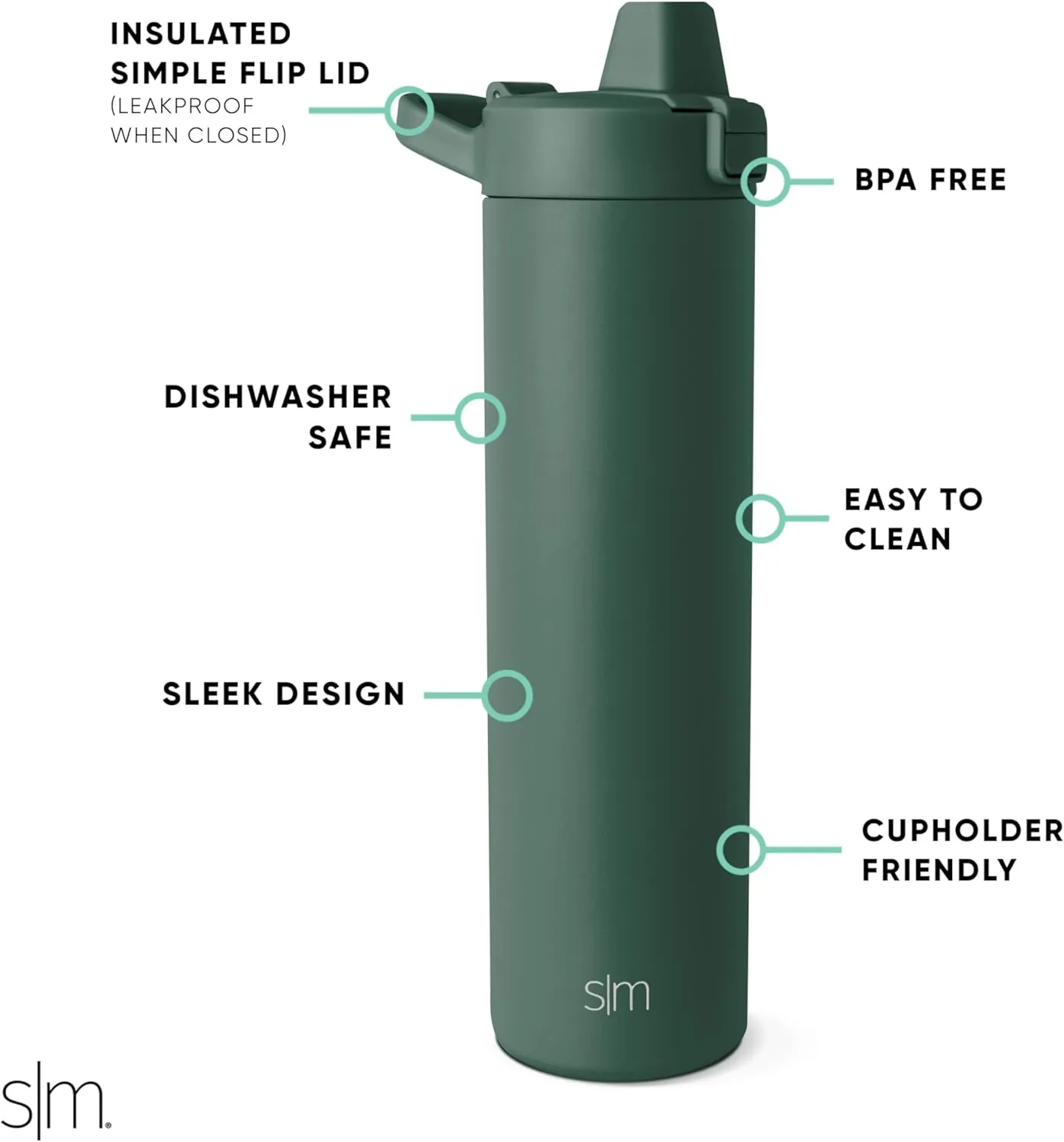 Simple Modern Filtered Water Bottle | Insulated Stainless-Steel Carbon Filter Travel Water Bottles | Reusable for Clean Drinking Water On The Go | 24oz, Forest