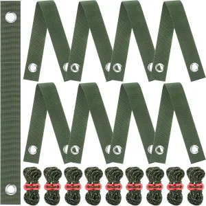 Sintuff 9 Set Heavy Duty Tree Stake Kit 15.75 Inches/ 40 cm Tree Straps for Staking and 13.12 ft/ 4 m Dock Lines Rope for Support Anchoring Home Leaning Plant Straightening Garden Tent (Army Green)