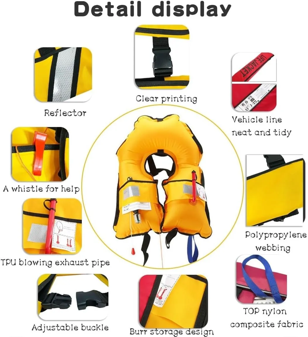 Snorkel Vest, Portable Inflatable Swim Vest Jackets for Snorkeling Swimming Diving Safety,Manual Inflatable Men's Women's Adjustable Vest for Swimming Fishing Outdoor Water Sports (330LB)
