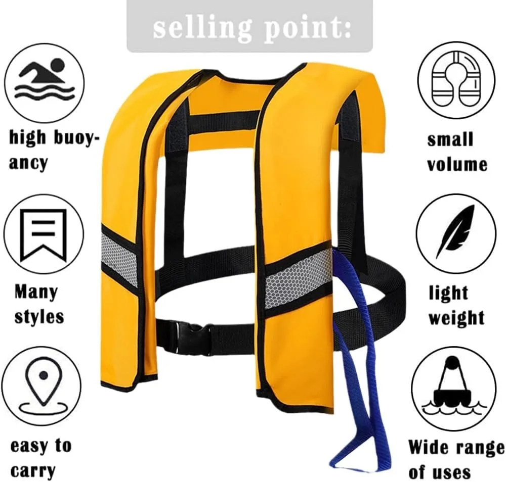 Snorkel Vest, Portable Inflatable Swim Vest Jackets for Snorkeling Swimming Diving Safety,Manual Inflatable Men's Women's Adjustable Vest for Swimming Fishing Outdoor Water Sports (330LB)
