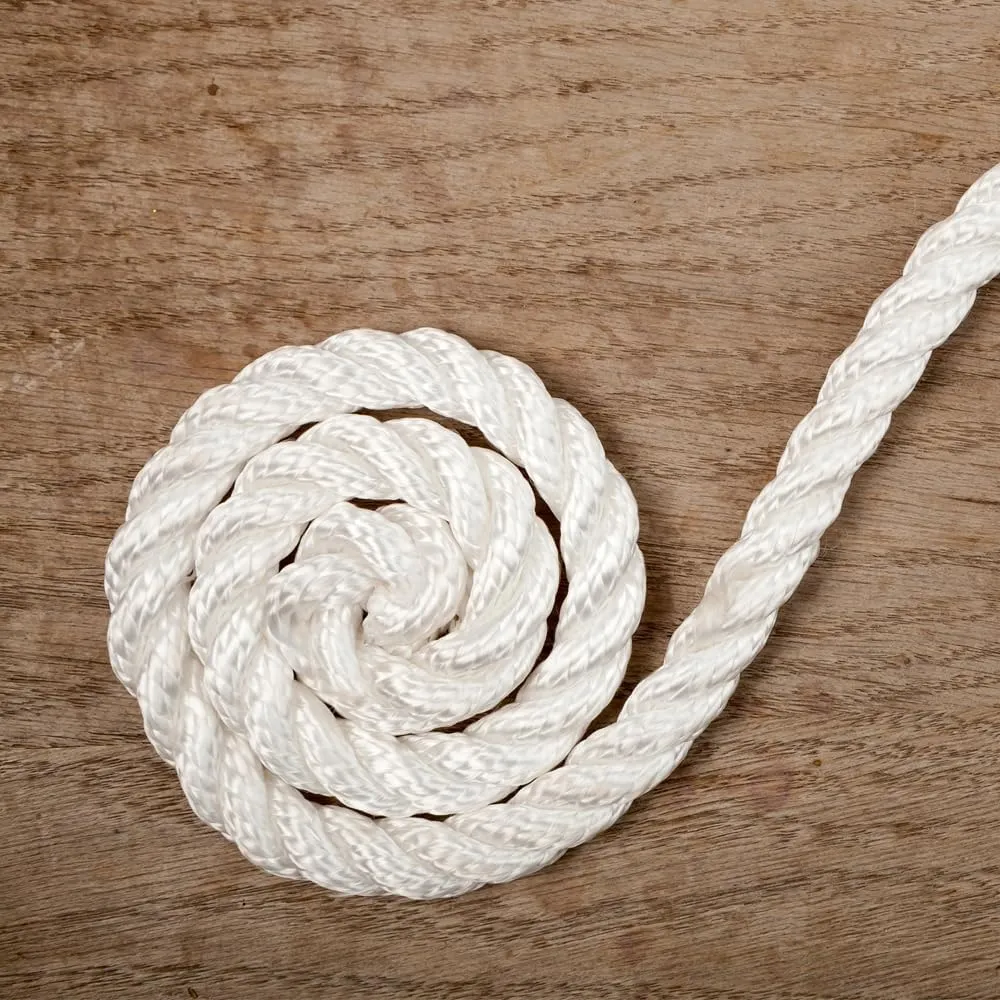 Solid Braid Nylon Rope - 1/4 Inch x 100 Feet - White
