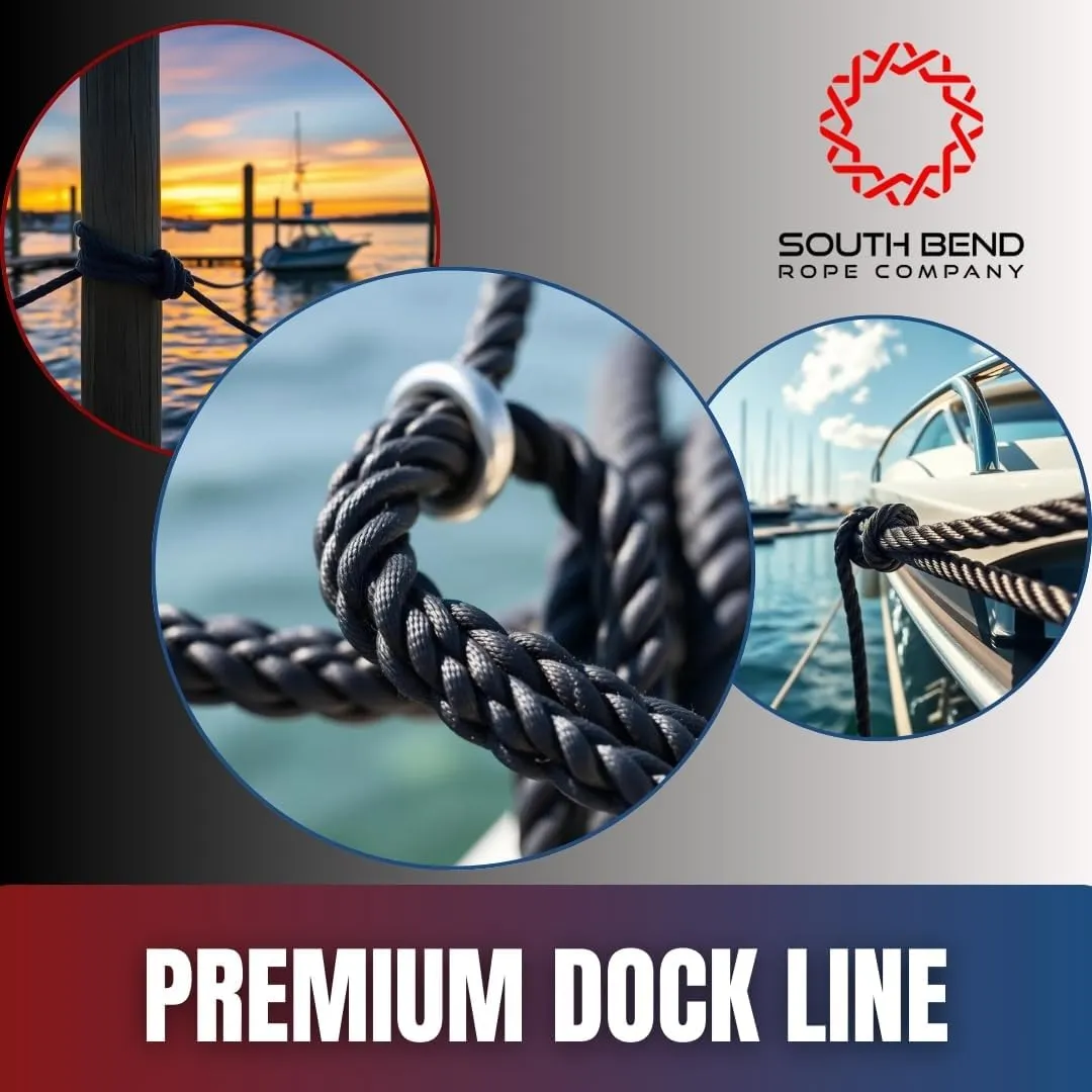 South Bend Rope Double Braid Nylon Dock Line w/Eye Splice (Black, 1/2-inch x 20 feet (2-Pack))