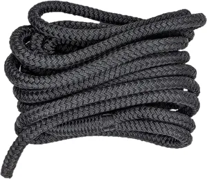 South Bend Rope Double Braid Nylon Dock Line w/Eye Splice (Black, 1/2-inch x 20 feet (2-Pack))