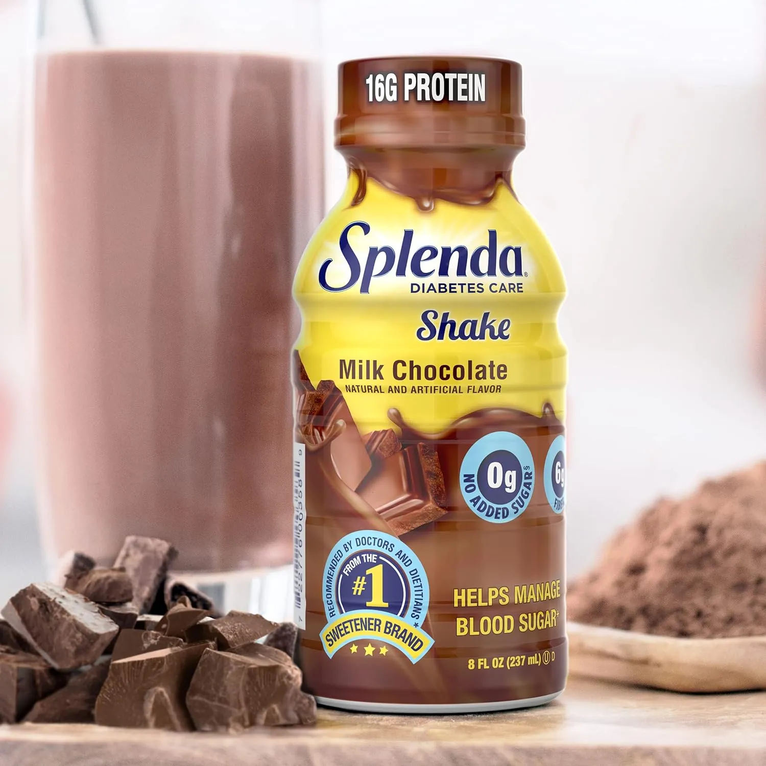 SPLENDA Diabetes Care Shakes - Meal Replacement Shake, 8 Fluid Ounces Per Bottle (Milk Chocolate, 12 Pack)